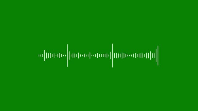 Music equalizer sound wave animation, audio spectrum waveform isolated on green screen background, podcast voice recording frequency line meter overlay, modern sound visualizer 4k