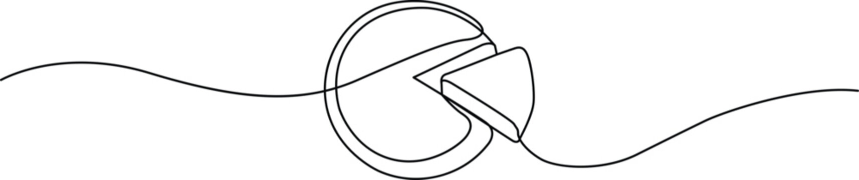 Illustration of continuous line drawing of a pie chart with a slice removed