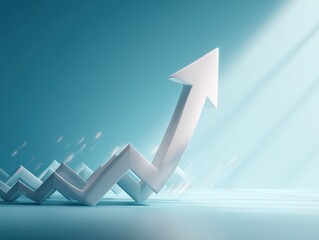 investment arrow upward isolated on a light blue background