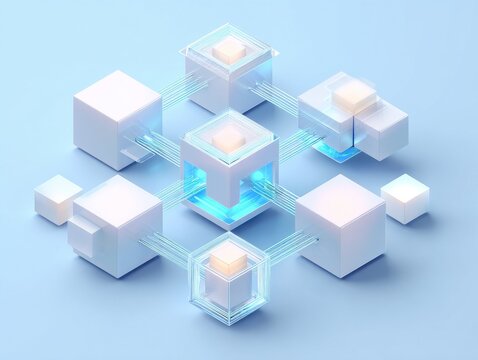 api connection blocks concept isolated on a light blue background