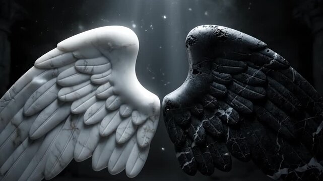 Symbolic Angel Wings Contrast Light and Dark Divine Celestial.