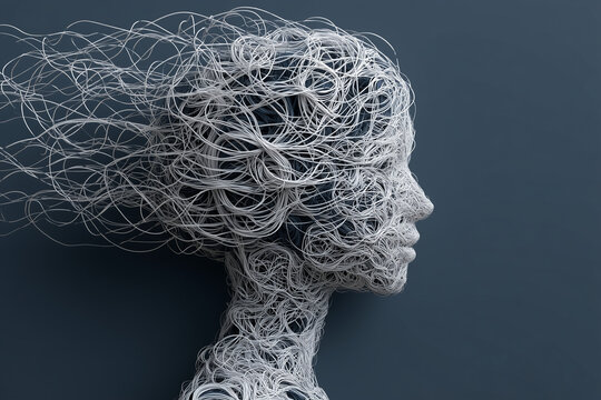 Mental health anxiety tangled mind illustration