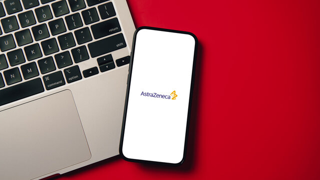 AstraZeneca logo displayed on a smartphone screen &ndash; Delhi, India &ndash; June 04, 2025