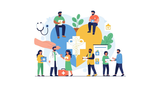 Global Healthcare Collaboration: Diverse Medical Team, Community Support, and Integrated Public Health Services for Wellness and Patient Care
