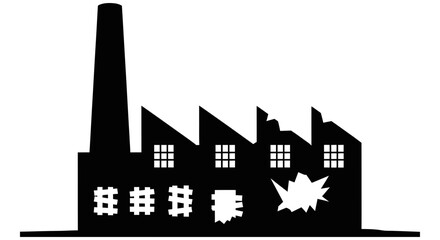 Naklejka premium Industrial factory building with smoke pollution and environmental damage from industrial waste and emissions