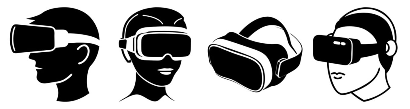 Virtual reality headsets set futuristic technology vector illustration flat design isolated on white background