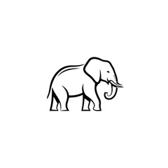 Fototapeta premium Vector silhouette of an elephant in a minimalist style. Fauna and habitat of animals. Travel to Africa and safari tour. Zoo and protection for endangered species
