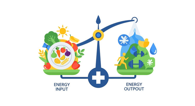 Energy Balance Scale: Nutrition, Exercise, Calorie Input & Output for Healthy Living & Weight Management