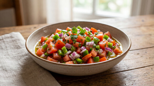 Fresh Brazilian Vinagrete Salad with Diced Tomatoes and Onions