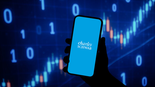 Charles Schwab logo displayed on a smartphone screen &ndash; Delhi, India &ndash; June 04, 2025