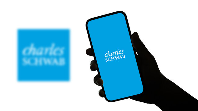 Charles Schwab logo displayed on a smartphone screen &ndash; Delhi, India &ndash; June 04, 2025