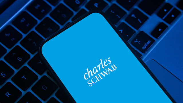 Charles Schwab logo displayed on a smartphone screen &ndash; Delhi, India &ndash; June 04, 2025