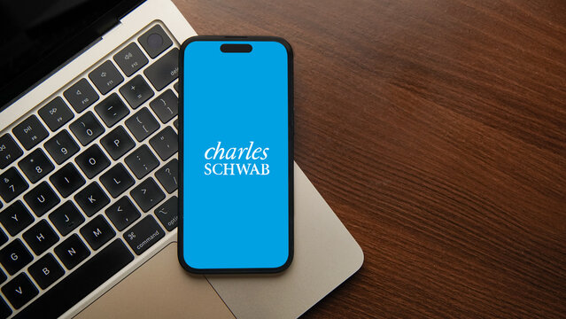 Charles Schwab logo displayed on a smartphone screen &ndash; Delhi, India &ndash; June 04, 2025