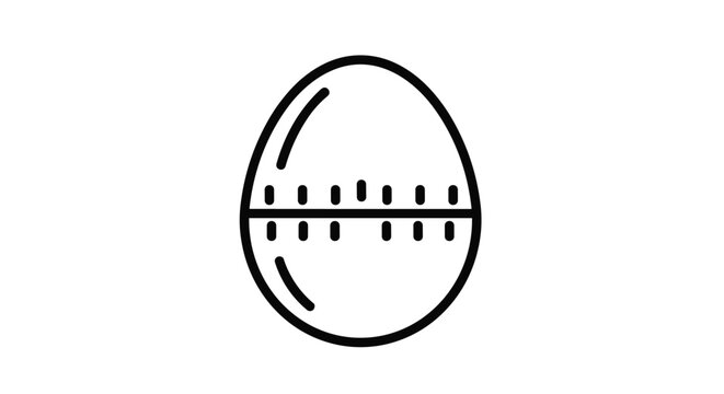 Minimalist black and white icon of a mechanical kitchen egg timer showing a countdown scale on a white background.