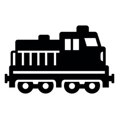 Black and white of a train engine locomotive flat black and white symbol © VARIOUS