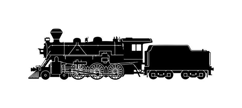 Black silhouette steam locomotive vector