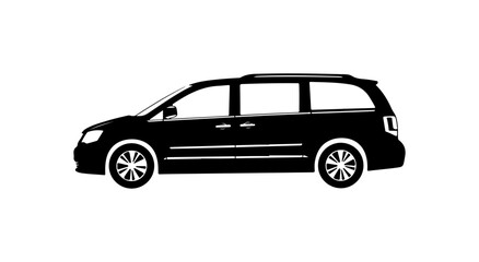 Obraz premium Vector black minivan silhouette, side view