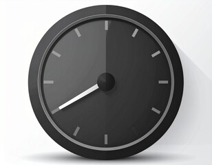 A vector illustration of a circular wall clock icon isolated on a white background, featuring a business dial with hour and minute arrows as a time symbol for office concepts