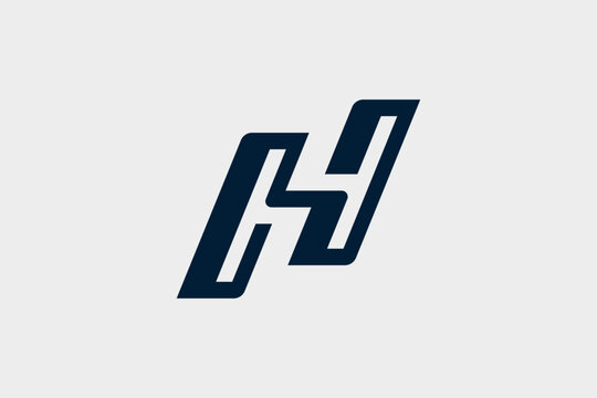 Modern lettermark H logo with angular geometric construction and sharp connected lines. A bold monogram symbol conveying technology, speed, and innovation, suitable for tech startups or digital brands