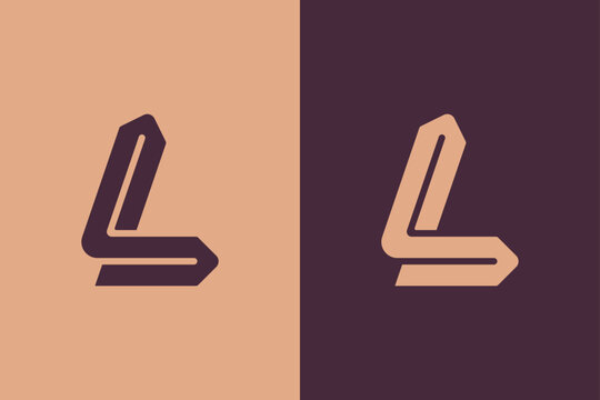 Modern lettermark L logo with an italic geometric structure and bold angular lines. A dynamic monogram symbol expressing strength, motion, and performance, for sports, automotive, or active brands.
