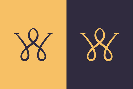 Elegant lettermark W logo with flowing curves and symmetrical form. A refined monogram symbol expressing luxury, style, and sophistication, ideal for fashion, jewelry, or premium lifestyle brands.