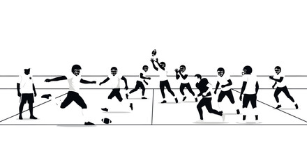 Obraz premium Black and white illustration of a lively volleyball game in action