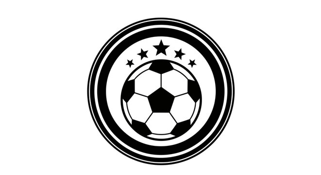 Black and white soccer ball logo with stars