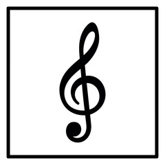 Black treble clef symbol in a square frame music symbol black square frame musical notation flat music note symbol