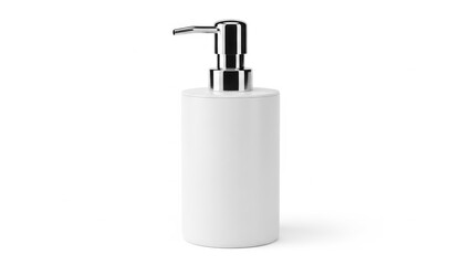 Fototapeta premium Modern white soap dispenser with chrome pump