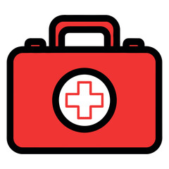 Obraz premium Red first aid kit with white cross medical