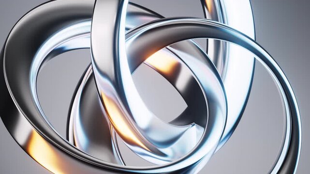 Abstract metal rings geometries background, 3d rendering.