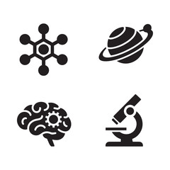 Black silhouettes depicting science space and the human brain © MSTSALMA