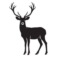Fototapeta premium Black deer silhouette vector illustration isolated on white background