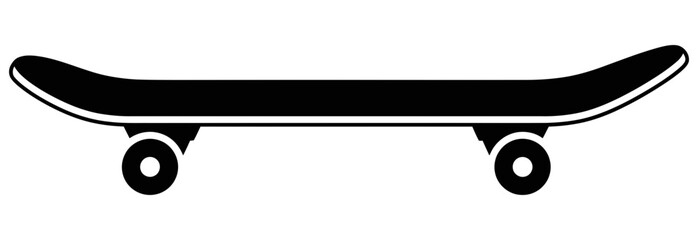 Simple black skateboard illustration with minimalist design and clean lines on a white background © Muhammad