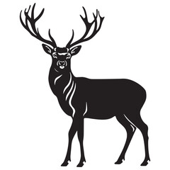 Obraz premium Black deer silhouette vector illustration isolated on white background