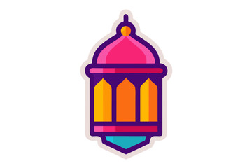 Obraz premium Decorative Islamic Lantern Sticker Design in Vibrant Colors