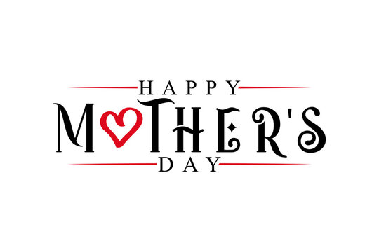 Happy Mother's Day hand drawn lettering vector illustration.