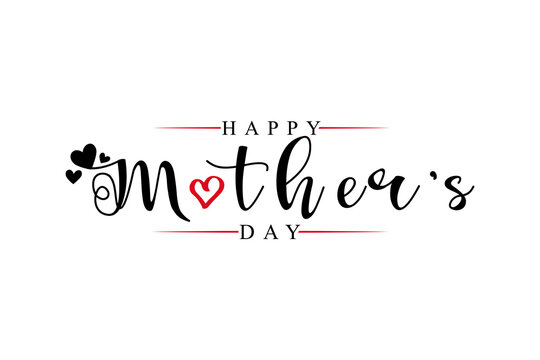 Happy Mother's Day hand drawn lettering vector illustration.
