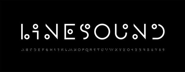 Art font, trendy alphabet, letters from A, B, C, D, E, F, G, H, I, J, K, L, M, N, O, P, Q, R, S, T, U, V, W, X, Y, Z and numbers from 0, 1, 2, 3, 4, 5, 6, 7, 8, 9 for logo design, vector illustration  © marooshka