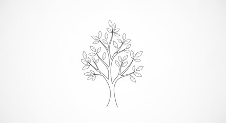 Obraz premium Minimalist Tree Illustration with Fine Line Details.