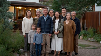 Biracial family celebrating spring equinox backyard mixing cultural traditions diverse extended family gathering multicultural celebration blending customs contemporary inclusive, perfect for