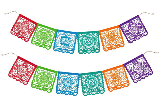 Vibrant colorful paper panni banner decoration