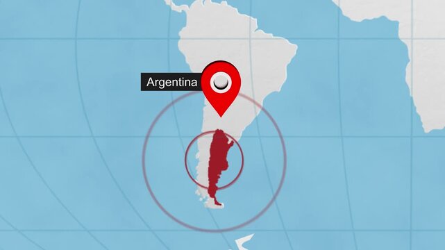 Argentina map highlighted on world map 10 animated motion background video footage dynamic visual for digital media presentations marketing screens an