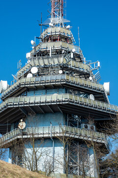 The Zobor tower, a radio and television transmitter in Nitra, Slovakia .