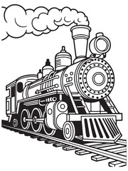 Steampunk Machinery train Coloring
Pages with Black and white
vector 


