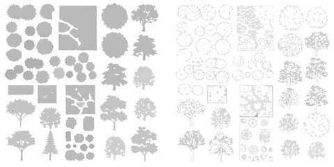 Collection of grayscale tree top views for landscape design and planning © Rina