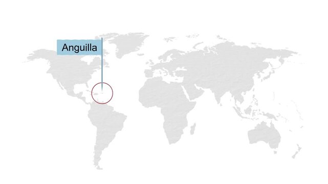 Anguilla map highlighted on world map 03 animated motion background video footage dynamic visual for digital media presentations marketing screens and