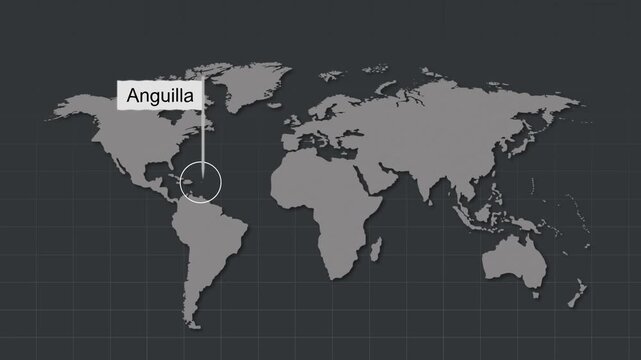 Anguilla map highlighted on world map 12 animated motion background video footage dynamic visual for digital media presentations marketing screens and