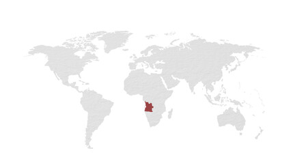 Fototapeta premium Angola map highlighted on world map 0100 digital illustration graphic visual image suitable for design projects presentations marketing materials web 