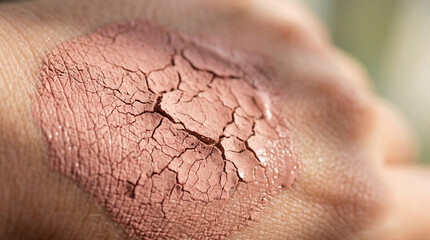 Fototapeta premium Macro Close Up of Pink Amazonian Clay Drying on Skin
